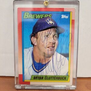 1990 Topps Bryan‎ Clutterbuck autographed baseball card